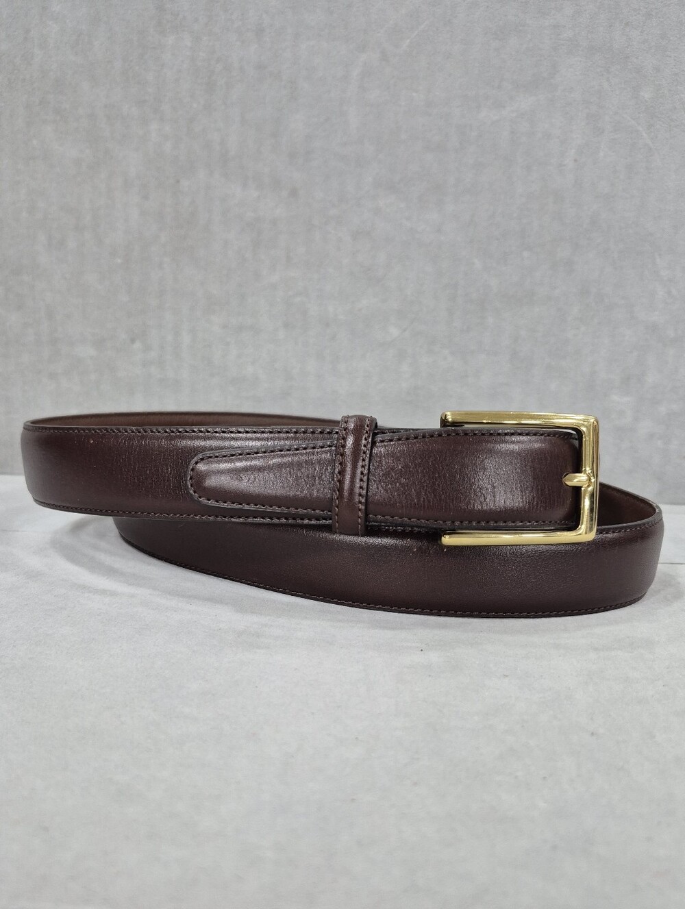 Torino belt men's 44 dark brown Aniline Kidskin Shoulder leather brass buckle